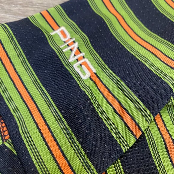 Ping Performance Golf Polo Green Orange Blue Stripes Large L - Picture 4 of 7